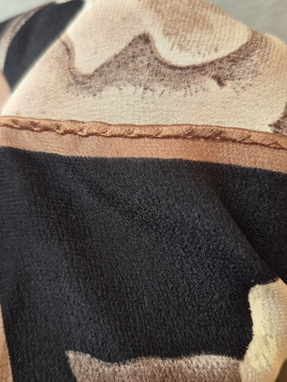 Vintage Adrienne Vittadini 100% Silk Floral Square Scarf Black Brown